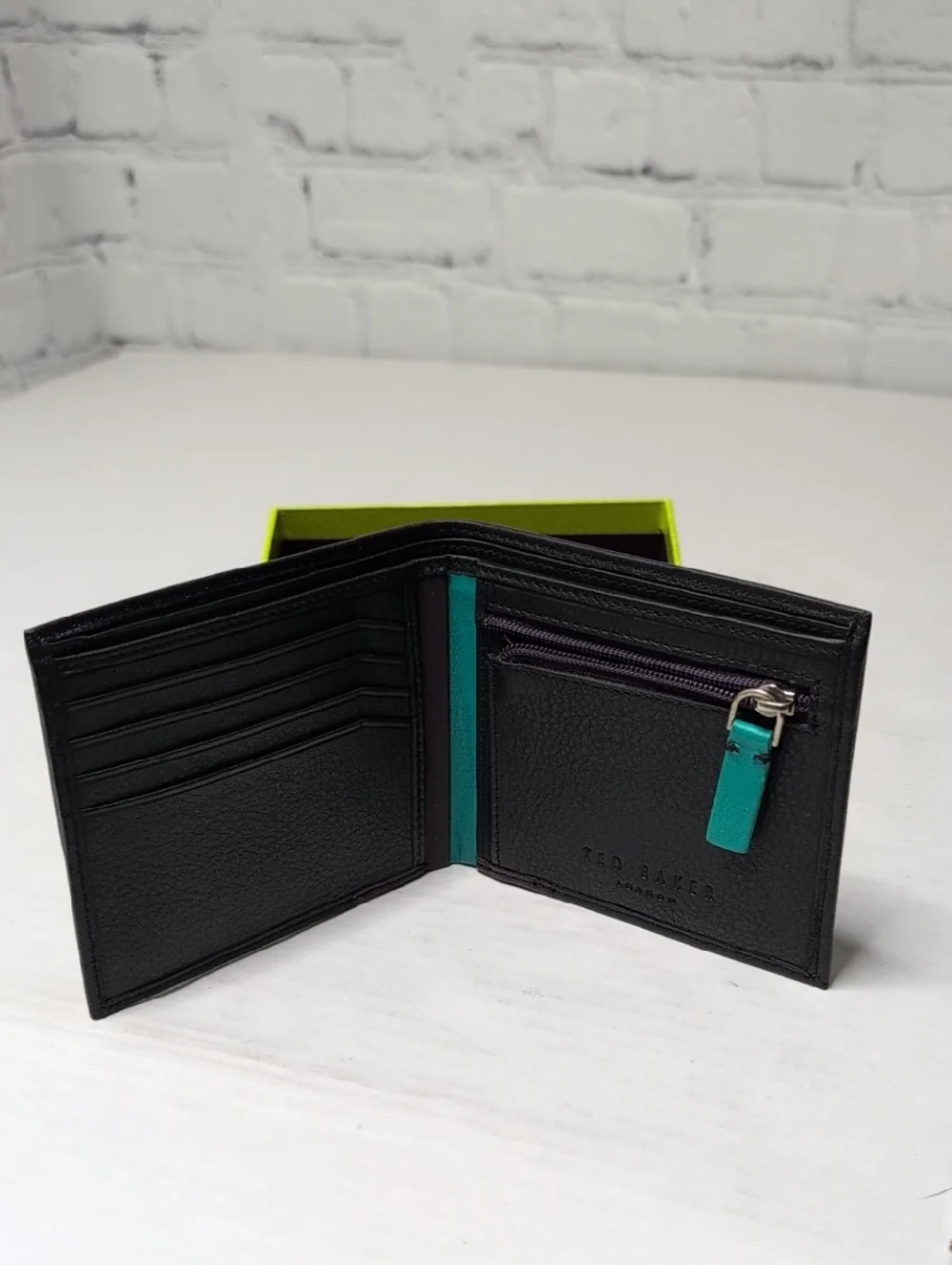 NWOT Ted Baker Black Leather Men's Bifold Wallet